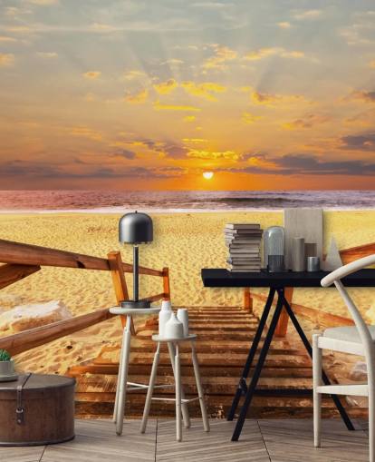 Sonnenuntergang Boardwalk Beach Tapete