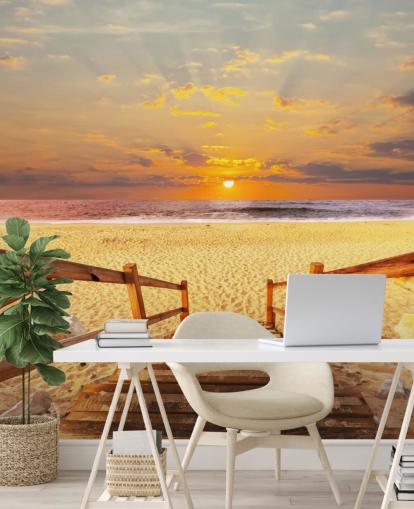 Sunset Boardwalk Beach Wallpaper