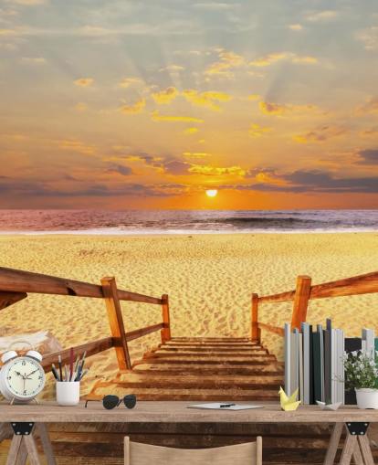 Sonnenuntergang Boardwalk Beach Tapete