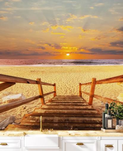 Sunset Boardwalk Beach Wallpaper