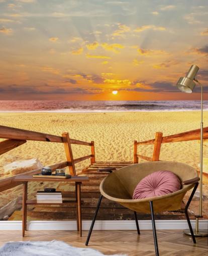 Sunset Boardwalk Beach Wallpaper