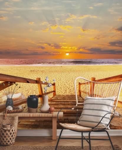 Sunset Boardwalk Beach Wallpaper