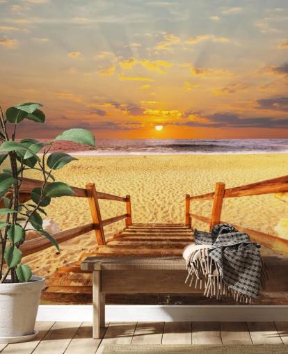 Sunset Boardwalk Beach Wallpaper