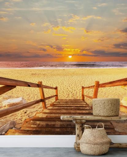 Sunset Boardwalk Beach Wallpaper