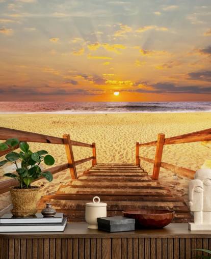 Sunset Boardwalk Beach Bakgrunn