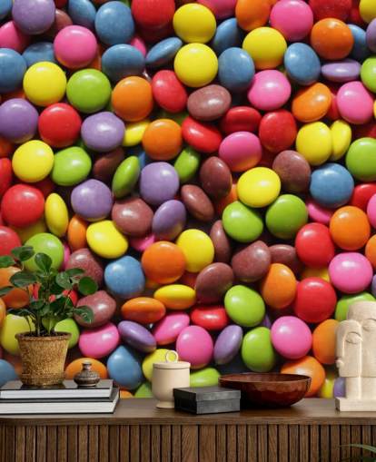 sateenkaaren värinen suklaatapetti seinämaalaus nimeltä Colourful Sweets lasten makuuhuoneisiin, makeisliikkeisiin ja yrityksiin sateenkaaren värinen suklaatapetti seinämaalaus nimeltä Colourful Sweets lasten makuuhuoneisiin, makeisliikkeisiin ja yrityksiin
