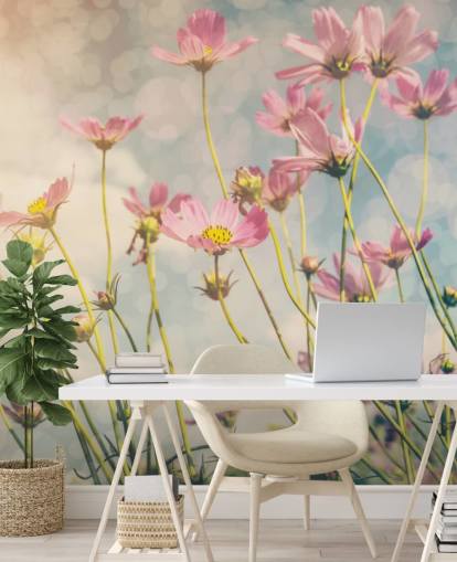 Mural de pared Flores rosas en un campo 