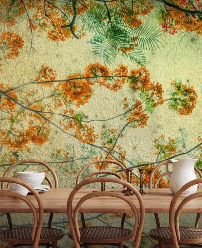 Vintage Orange Blomster Blomster Baggrund Vintage Orange Blomster Blomster Baggrund