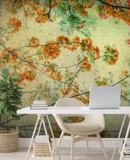 Vintage Orange Blommor Blommig Bakgrund Vintage Orange Blommor Blommig Bakgrund