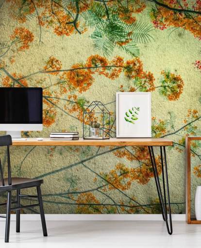 Vintage Orange Blommor Blommig Bakgrund