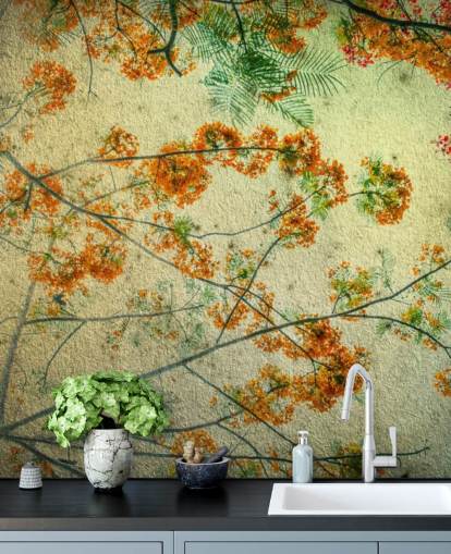 Vintage Orange Blomster Blomster Baggrund