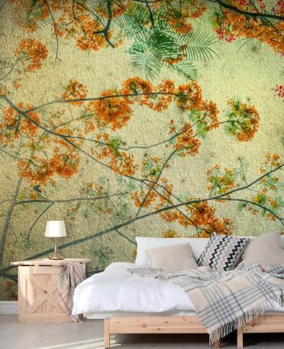 Vintage Orange Blomster Blomster Baggrund