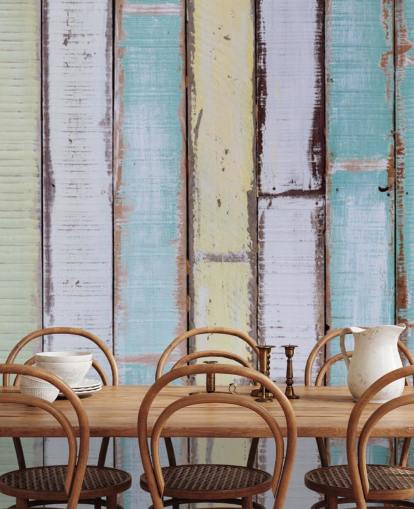 Shades of Blue and White Wood Panel Walls Mural