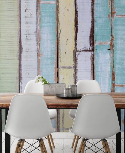 Shades of Blue and White Wood Panel Walls Mural Shades of Blue and White Wood Panel Walls Mural