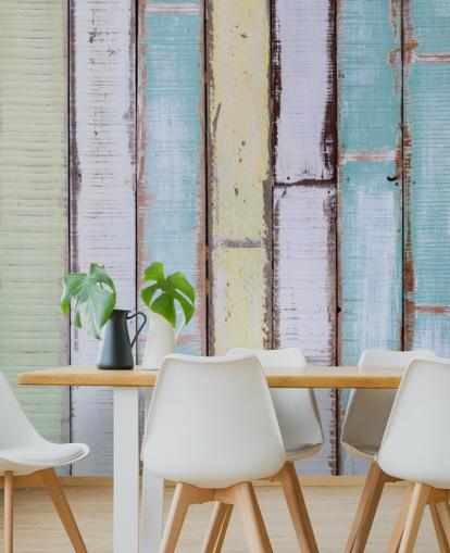 Tinten blauw en wit houten paneelmuren muurschildering Tinten blauw en wit houten paneelmuren muurschildering