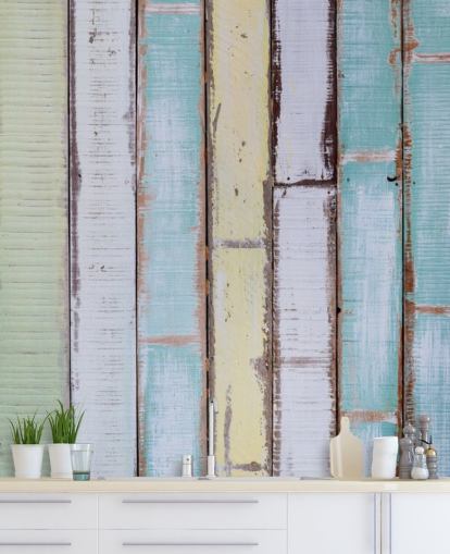 Shades of Blue and White Wood Panel Walls Mural