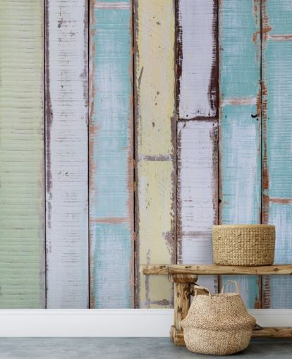 Shades of Blue and White Wood Panel Walls Mural