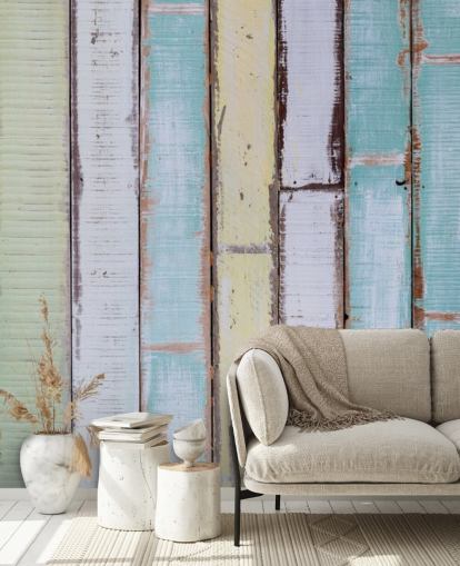 Shades of Blue and White Wood Panel Walls Mural