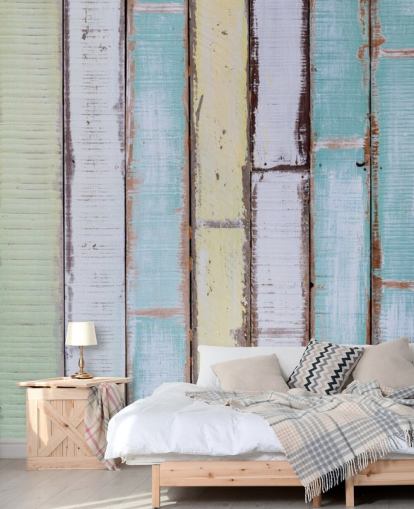 Shades of Blue and White Wood Panel Walls Mural