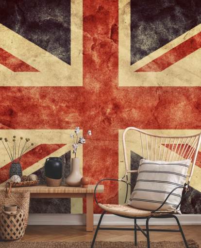 röd, vit och blå anpassad union jack tapetväggmålning som heter Vintage Union Jack för sovrum eller kontor röd, vit och blå anpassad union jack tapetväggmålning som heter Vintage Union Jack för sovrum eller kontor