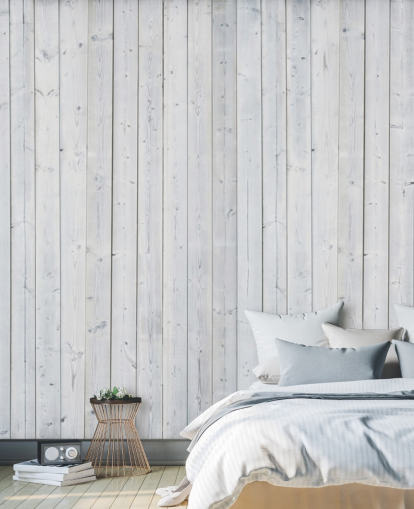 Decorazione murale con pannelli in legno bianco