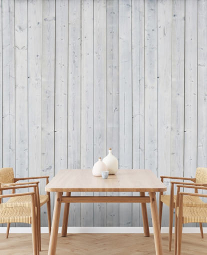 White Wooden Panels Wall Mural