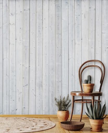 White Wooden Panels Wall Mural White Wooden Panels Wall Mural