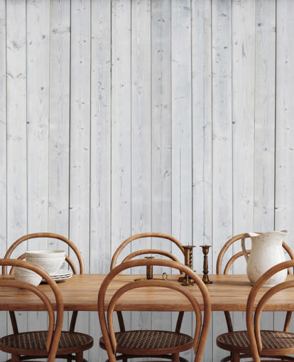 Witte houten panelen muurschildering