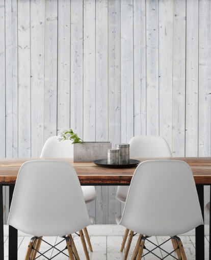 Witte houten panelen muurschildering Witte houten panelen muurschildering