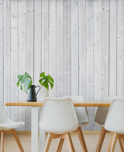 Décoration murale en panneaux de bois blancs