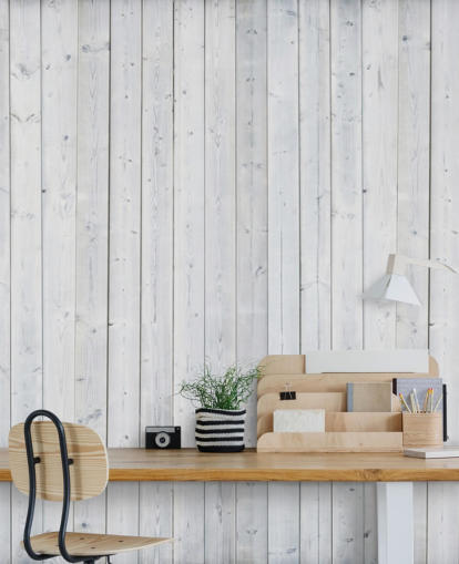 White Wooden Panels Wall Mural White Wooden Panels Wall Mural