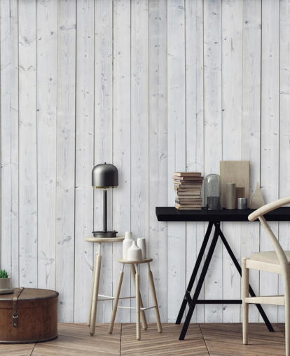 Decorazione murale con pannelli in legno bianco