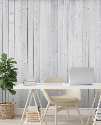 White Wooden Panels Wall Mural