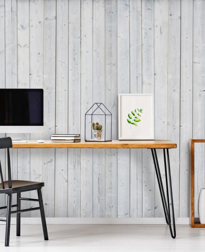 Décoration murale en panneaux de bois blancs