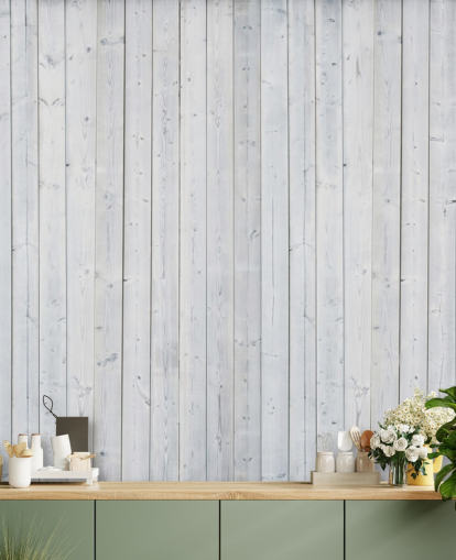 Mural de pared Paneles de madera blanca