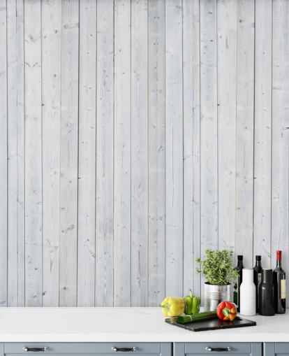 White Wooden Panels Wall Mural