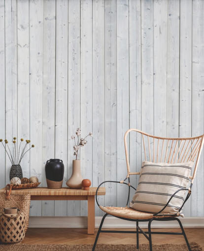 Mural de pared Paneles de madera blanca