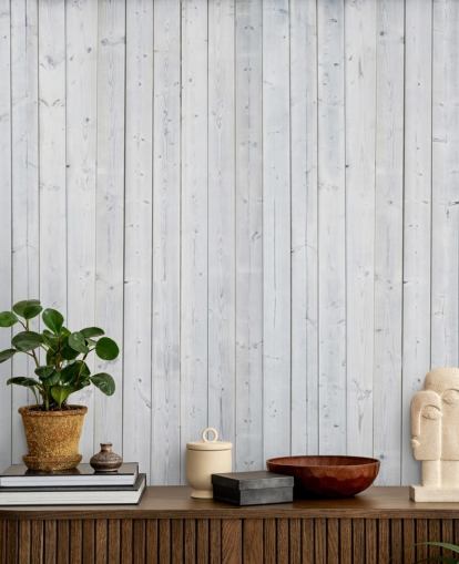 Mural de pared Paneles de madera blanca