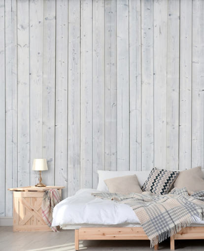 Décoration murale en panneaux de bois blancs