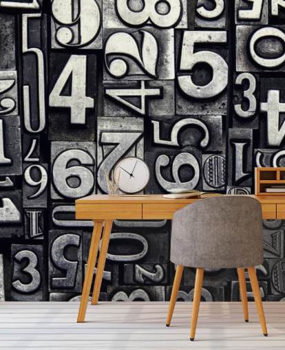 Papel pintado de números de impresión vintage