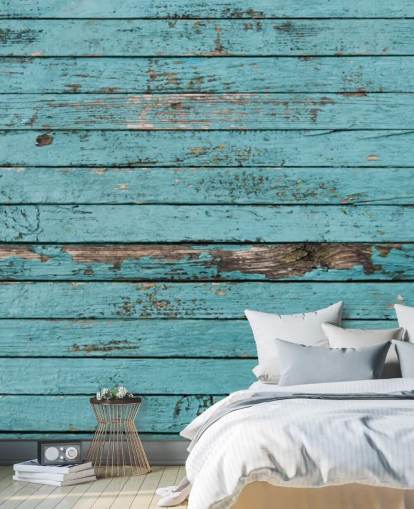 Papel pintado de madera rústica pintada de azul