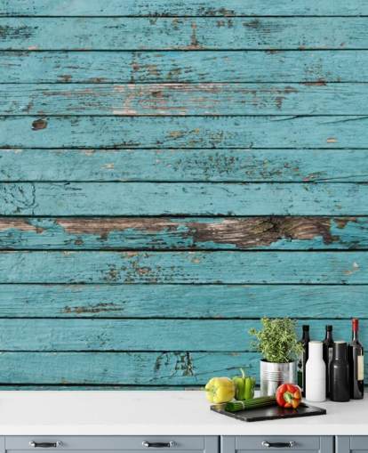 Papel pintado de madera rústica pintada de azul