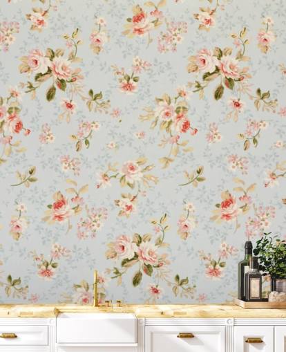 Pink Rose on Blue Background Wallpaper