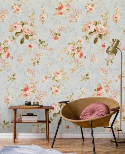 Pink Rose on Blue Background Wallpaper