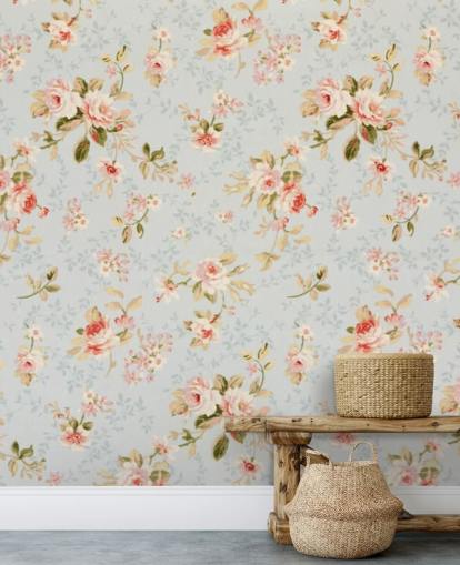 Rose Floral Tapestry Pink Rose Wallpaper