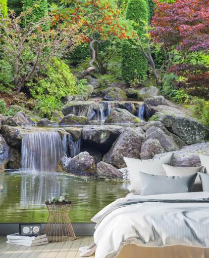 Decorazione murale con giardino con cascata giapponese