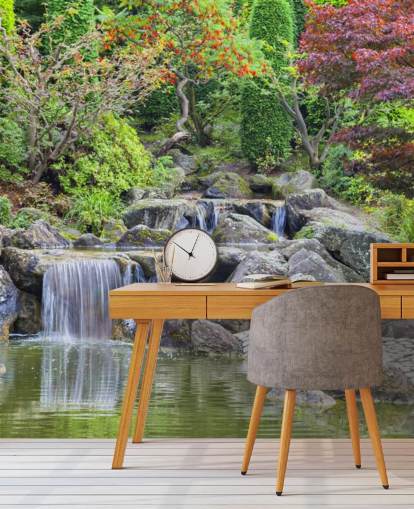 Japanischer Wasserfall Garten Fototapete Japanischer Wasserfall Garten Fototapete