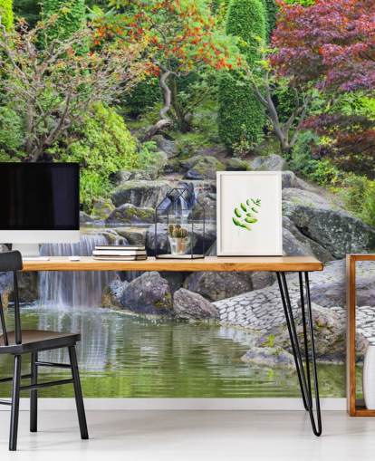 Japanischer Wasserfall Garten Fototapete Japanischer Wasserfall Garten Fototapete