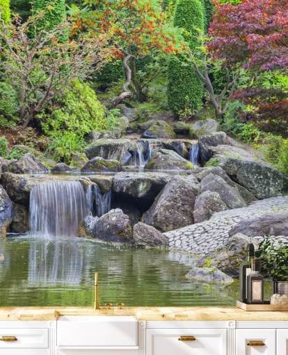 Japanese Waterfall Garden Wall Mural