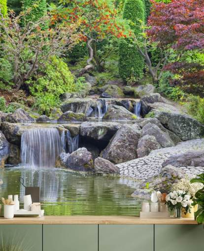 Japanese Waterfall Garden Wall Mural Japanese Waterfall Garden Wall Mural